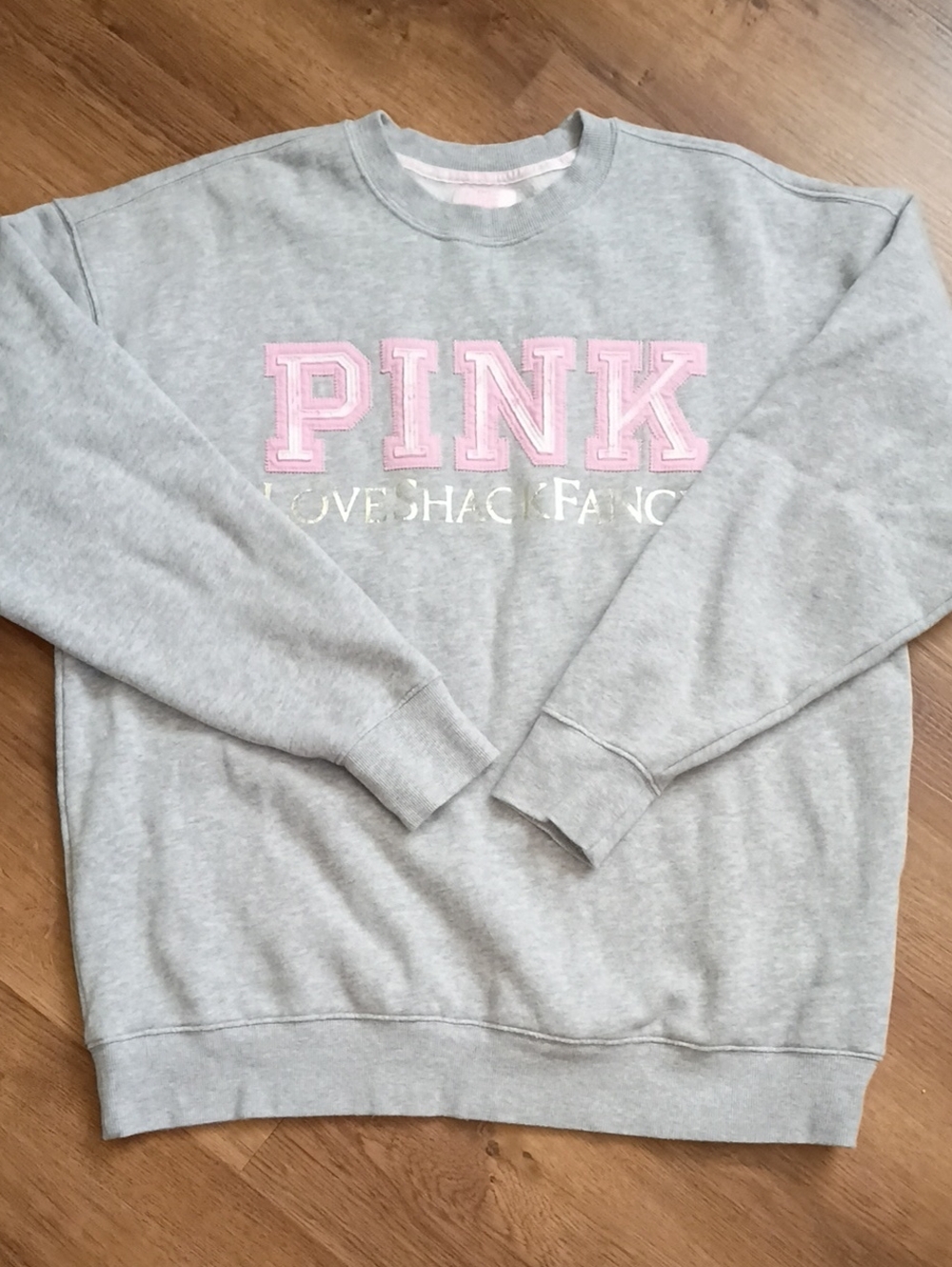 PINK Victoria's Secret Light Grey Crewneck with Pink Logo